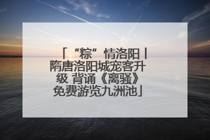 “粽”情洛阳丨隋唐洛阳城宠客升级 背诵《离骚》免费游览九洲池