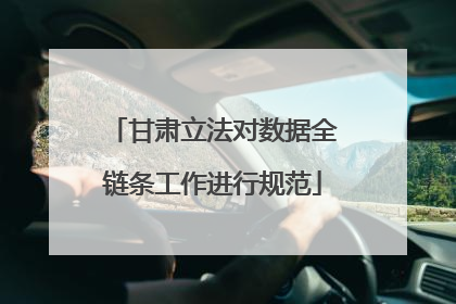 甘肃立法对数据全链条工作进行规范