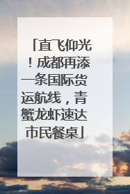 直飞仰光！成都再添一条国际货运航线，青蟹龙虾速达市民餐桌