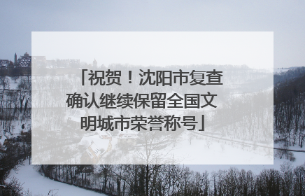 祝贺！沈阳市复查确认继续保留全国文明城市荣誉称号