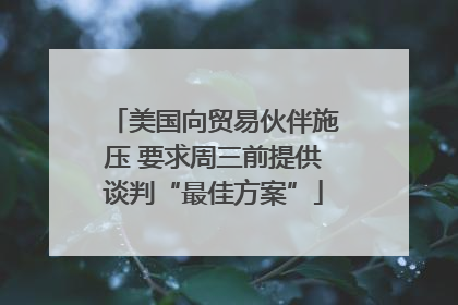 美国向贸易伙伴施压 要求周三前提供谈判“最佳方案”