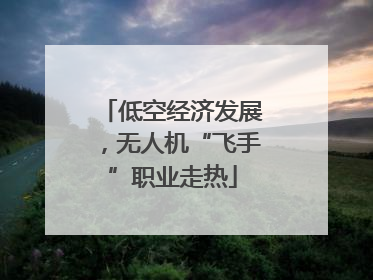 低空经济发展，无人机“飞手”职业走热