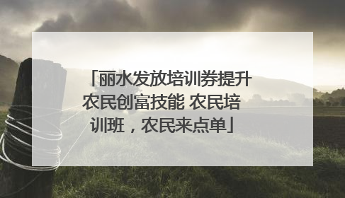 丽水发放培训券提升农民创富技能 农民培训班，农民来点单