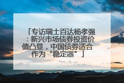 专访瑞士百达杨孝强：新兴市场债券投资价值凸显，中国债券适合作为“稳定器”