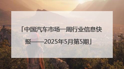 中国汽车市场一周行业信息快报——2025年5月第5期