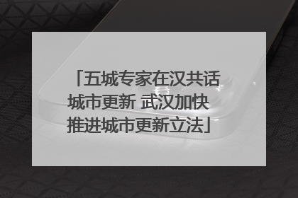 五城专家在汉共话城市更新 武汉加快推进城市更新立法
