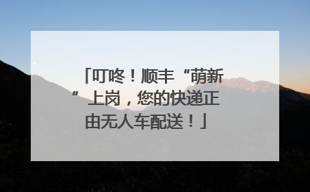 叮咚！顺丰“萌新”上岗，您的快递正由无人车配送！