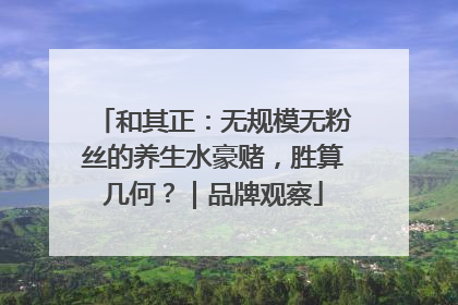 和其正：无规模无粉丝的养生水豪赌，胜算几何？｜品牌观察