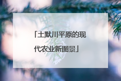 土默川平原的现代农业新图景