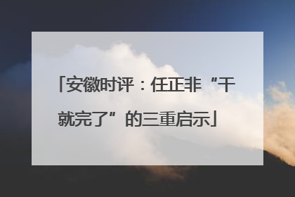 安徽时评：任正非“干就完了”的三重启示