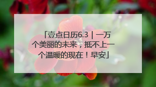 壹点日历6.3｜一万个美丽的未来，抵不上一个温暖的现在！早安