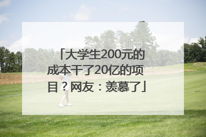 大学生200元的成本干了20亿的项目？网友：羡慕了