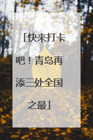 快来打卡吧！青岛再添三处全国之最