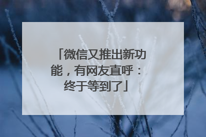 微信又推出新功能，有网友直呼：终于等到了