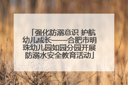 强化防溺意识 护航幼儿成长——合肥市明珠幼儿园如园分园开展防溺水安全教育活动