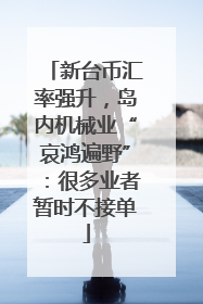 新台币汇率强升，岛内机械业“哀鸿遍野”：很多业者暂时不接单