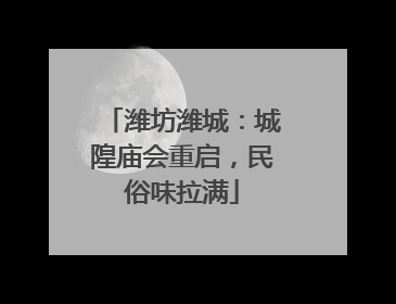 潍坊潍城：城隍庙会重启，民俗味拉满