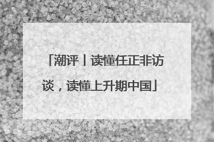 潮评丨读懂任正非访谈，读懂上升期中国