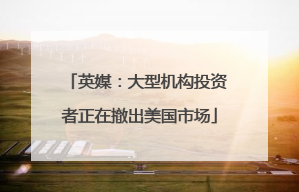 英媒：大型机构投资者正在撤出美国市场
