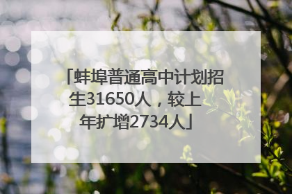 蚌埠普通高中计划招生31650人，较上年扩增2734人