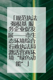 规范执法强根基 服务企业促发展——市生态环境综合行政执法局激活营商环境“绿色动能”