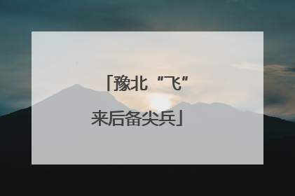 豫北“飞”来后备尖兵