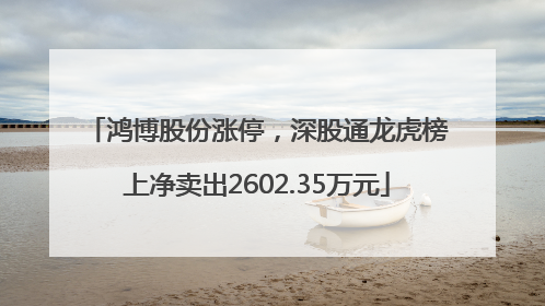 鸿博股份涨停，深股通龙虎榜上净卖出2602.35万元