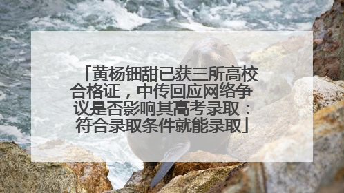 黄杨钿甜已获三所高校合格证，中传回应网络争议是否影响其高考录取：符合录取条件就能录取