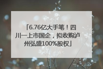 6.76亿大手笔！四川一上市国企，拟收购泸州弘盛100%股权