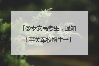 @泰安高考生，通知！事关军校招生→