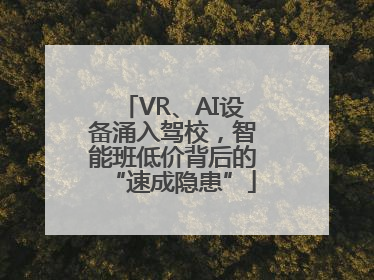 VR、AI设备涌入驾校，智能班低价背后的“速成隐患”